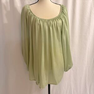 L Love Mint Green Bubble Sleeve Boutique Blouse - Size Large
